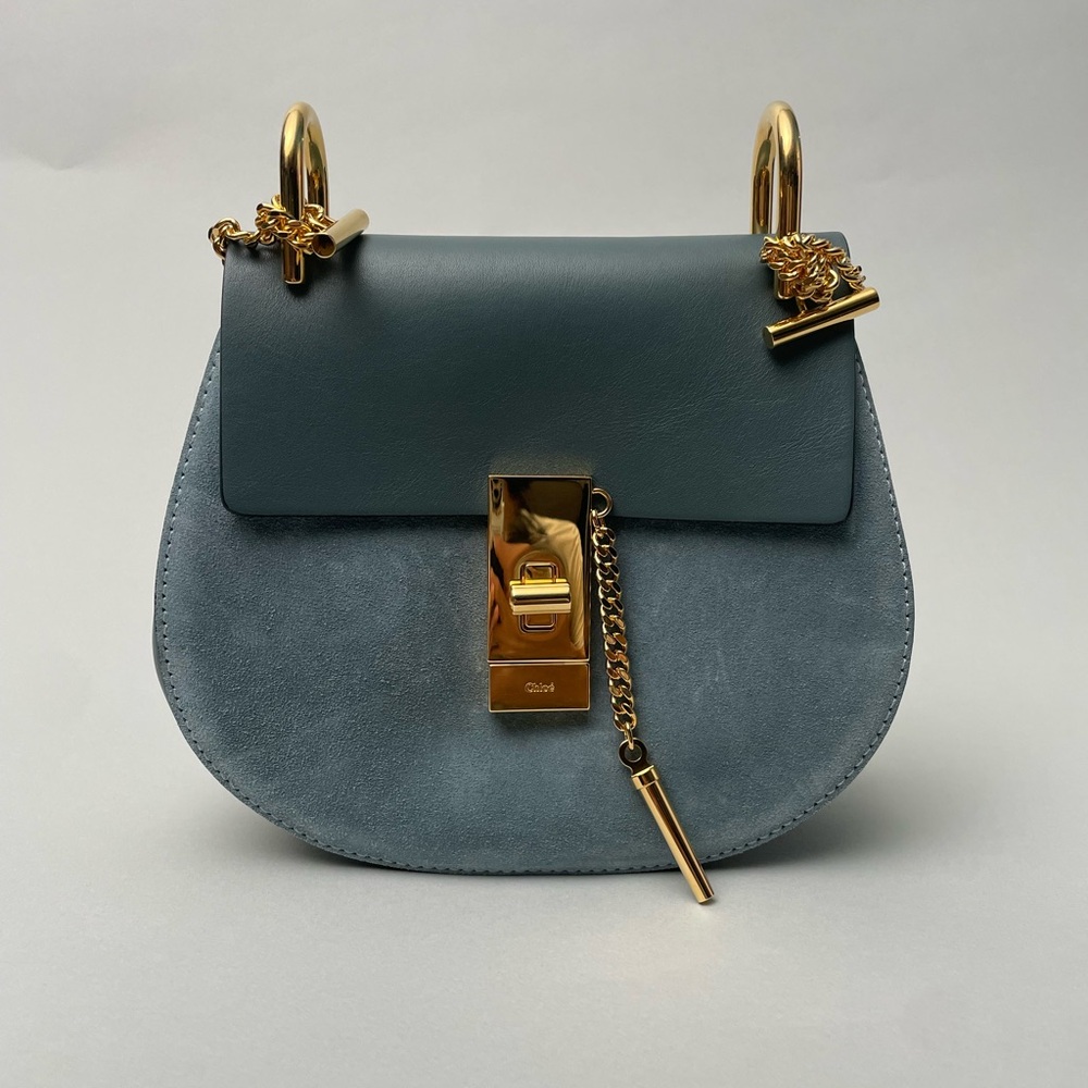 Chloé Drew leather crossbody bag- Cloudy Blue - Picture 9 of 10